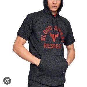 Under Armour Project Rock Blood Sweat Respect Short Sleeve Hoodie. Size M